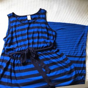 Navy & royal striped maxi dress